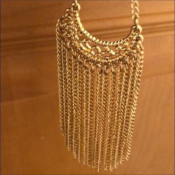 Long Gold Tassel Necklace - Picture 3 of 5